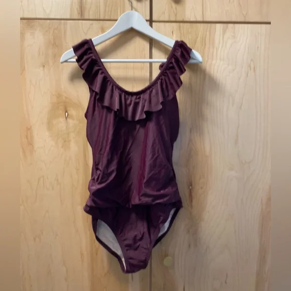 Eggplant Ruffle One Piece suit - Picture 4 of 4